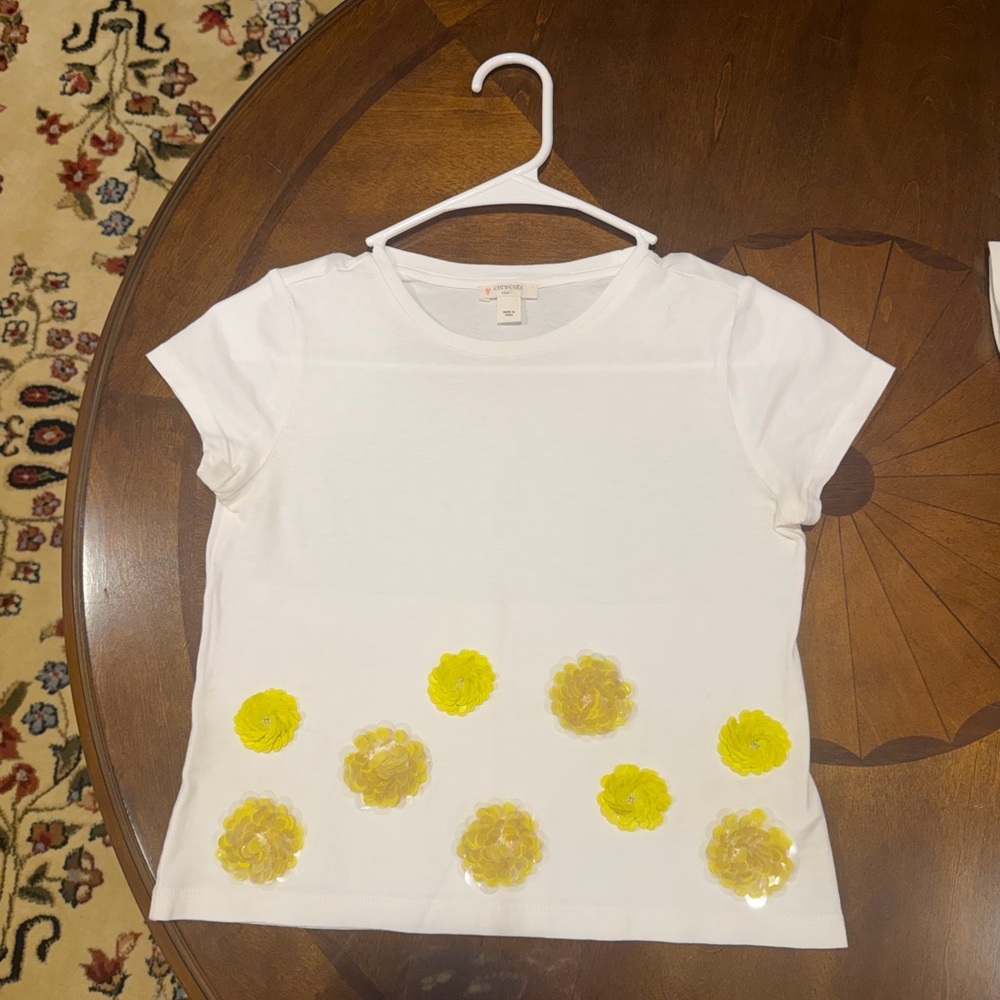 Crewcuts White Short-Sleeve Tee with Yellow Flower Appliqués - L (10 Yrs Old)